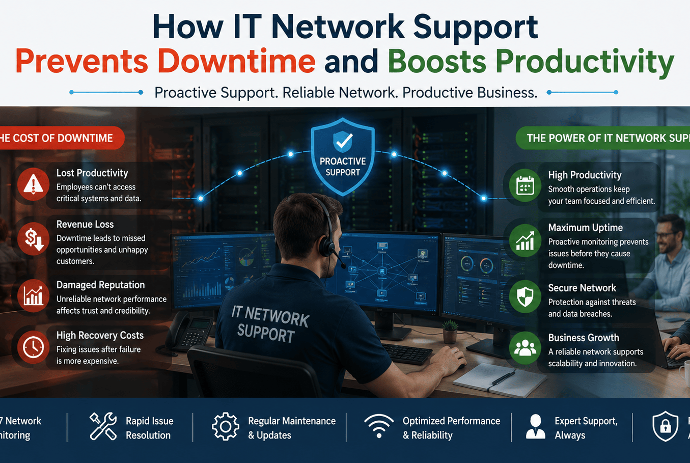 How IT Network Support Prevents Downtime and Boosts Productivity